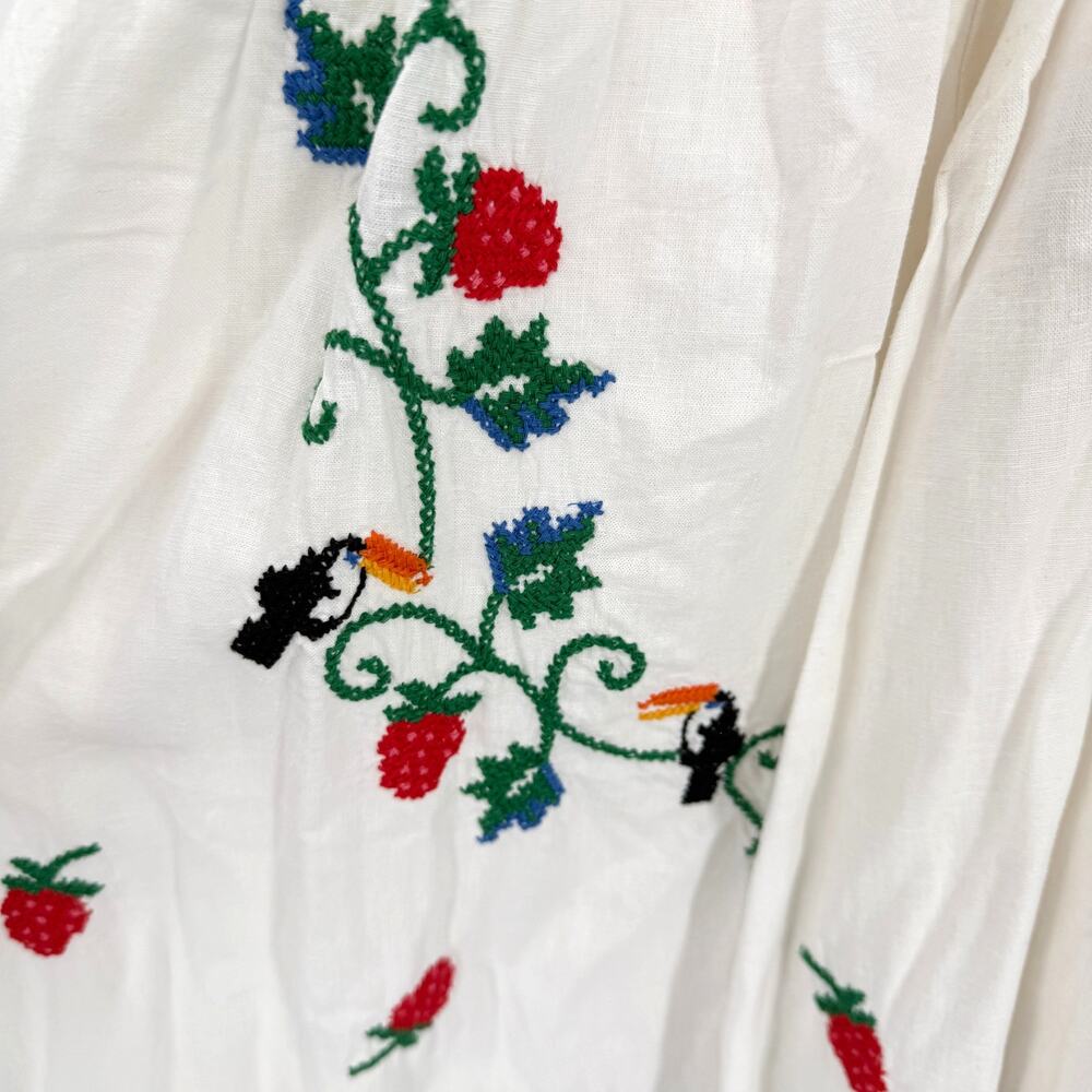 FARM Rio White Midi Dress with Red & Green Floral Embroidery - Picture 5 of 10